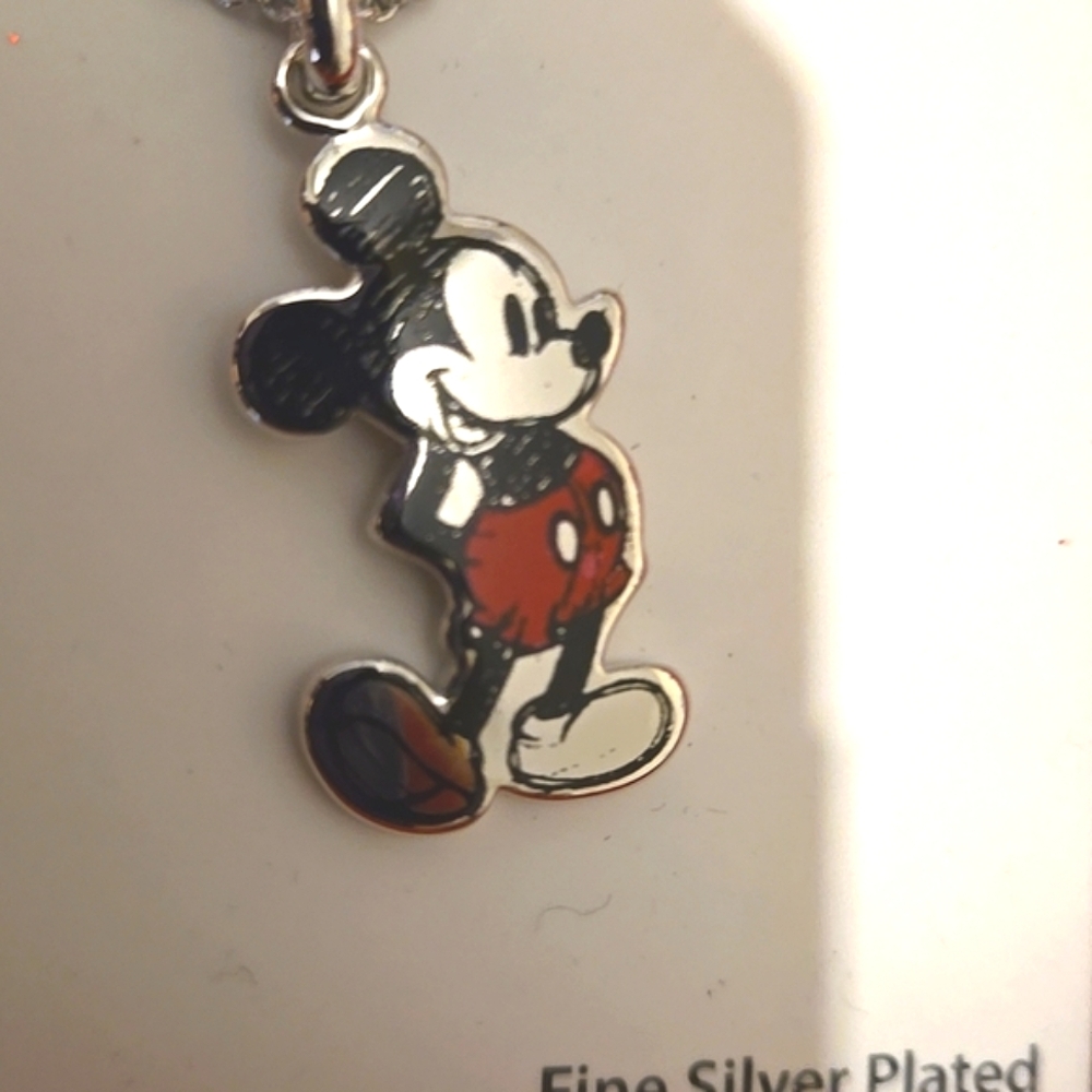 Mickey Mouse sketch enamel necklace, NEW
